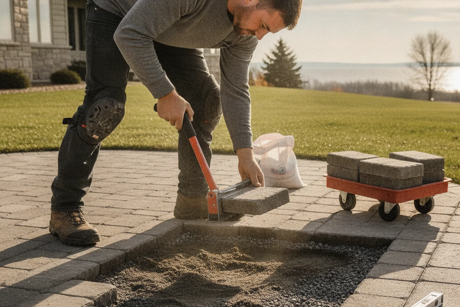 Paver reset repair lifting releveling Lorain Ohio Lorain County freeze-thaw heaving northern Ohio base correction